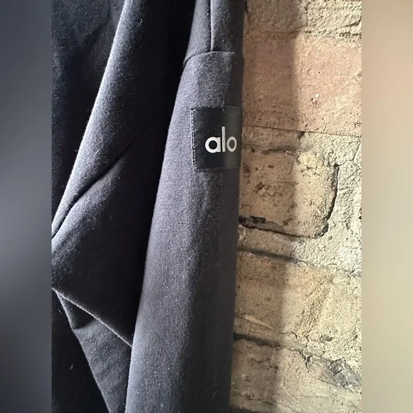 ALO Yoga Black Tie-Front Sweatshirt - Picture 3 of 6